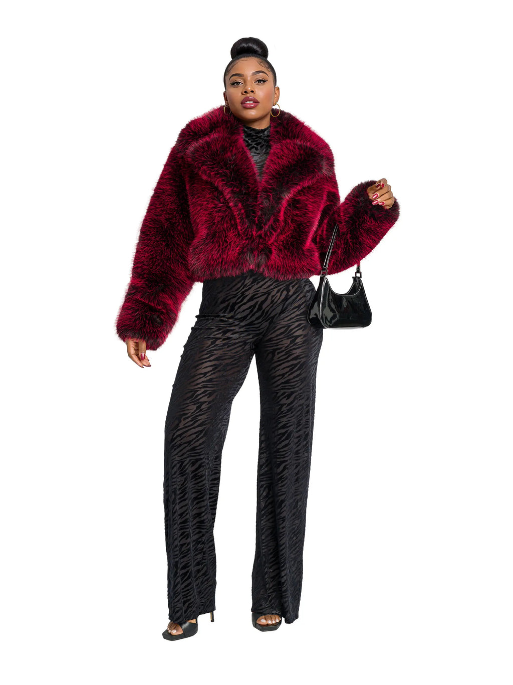 Apple Bottom Jeans Y2K Fur Jacket - Red Delicious — alternate view
