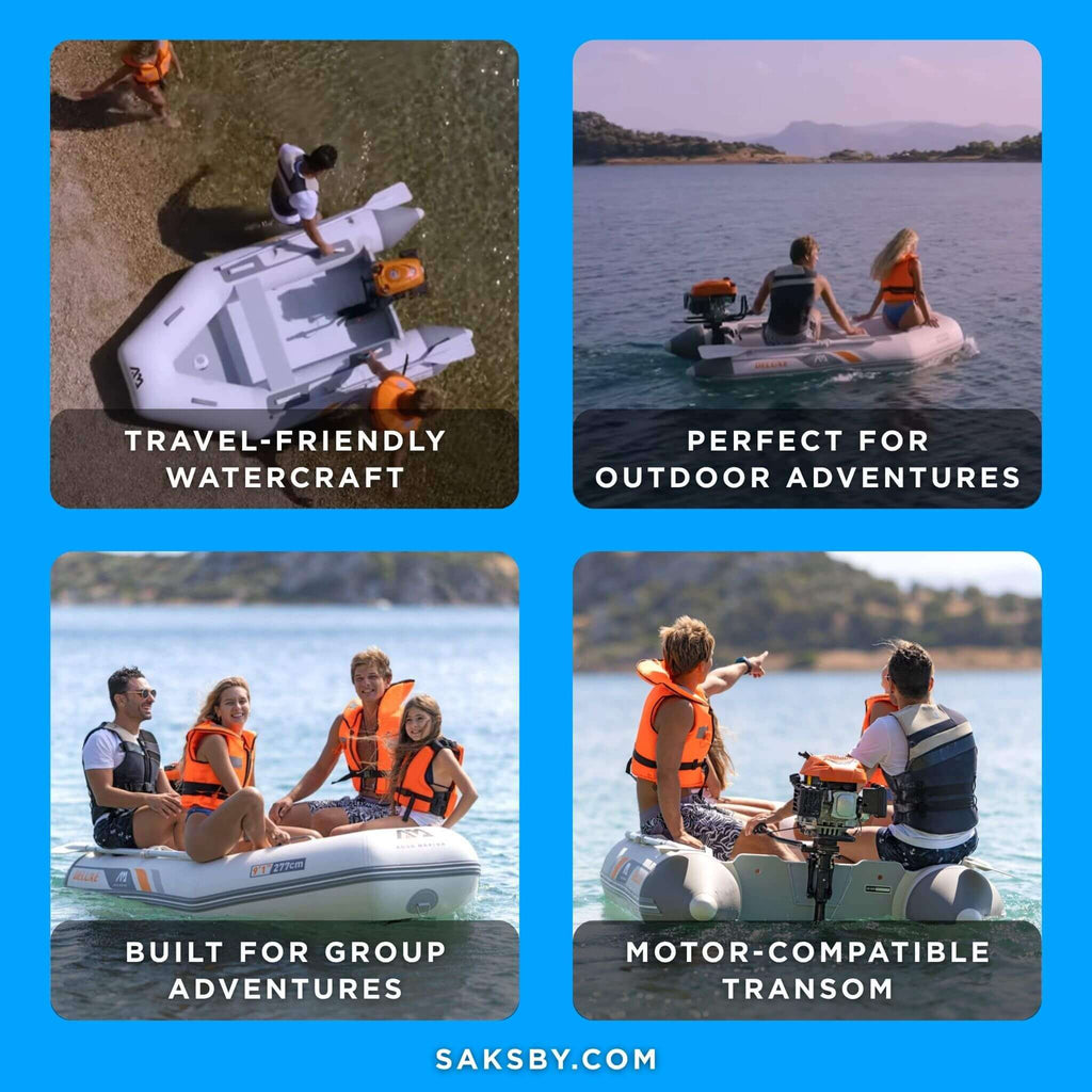 Aqua Marina A-Deluxe 8FT 4-Person Inflatable Speed Boat With Comfortable Rowing Seat And Adjustable Center Feet [BT-88850AL] 