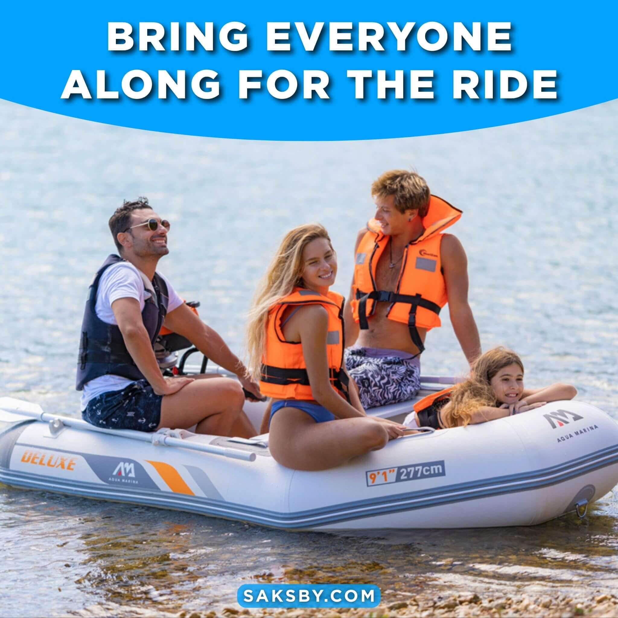 Aqua Marina A-Deluxe 8FT 4-Person Inflatable Speed Boat With Comfortable Rowing Seat And Adjustable Center Feet [BT-88850AL] 