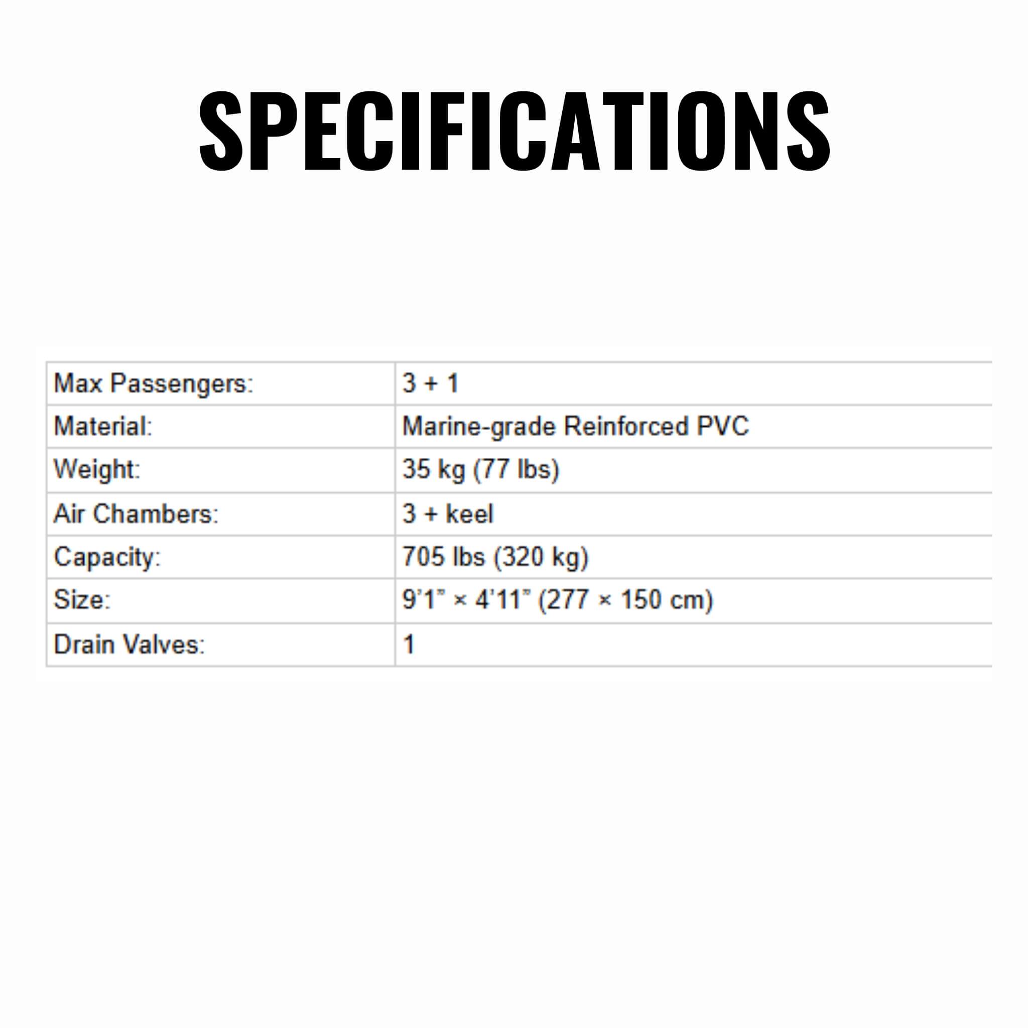 Aqua Marina A-Deluxe 8FT 4-Person Inflatable Speed Boat With Comfortable Rowing Seat And Adjustable Center Feet [BT-88850AL] 