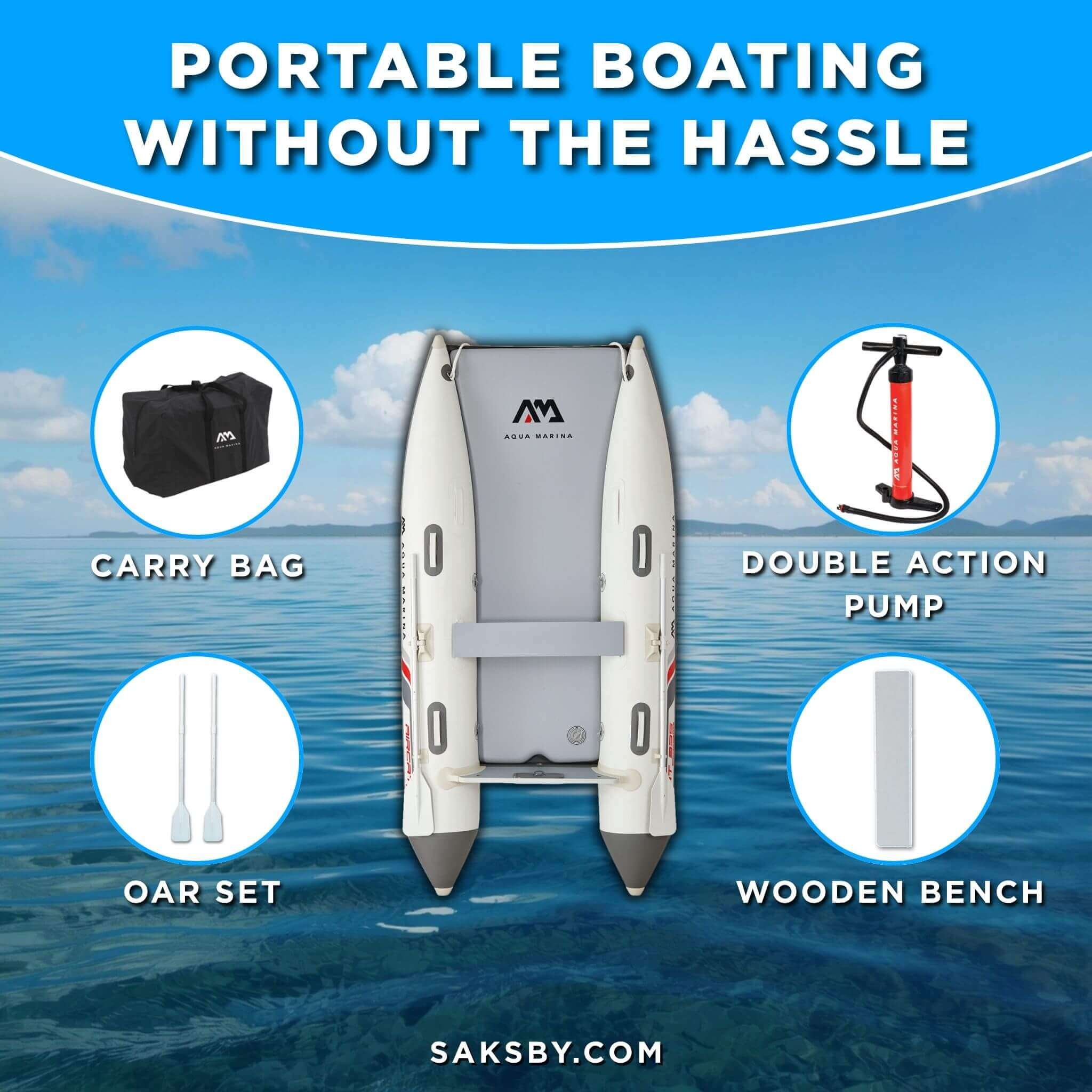 Aqua Marina Aircat 11FT 5-Person High-Speed Inflatable Catamaran With DWF Air Deck [BT-AC335] (SAK10650) – SAKSBY WHOLESALE, 