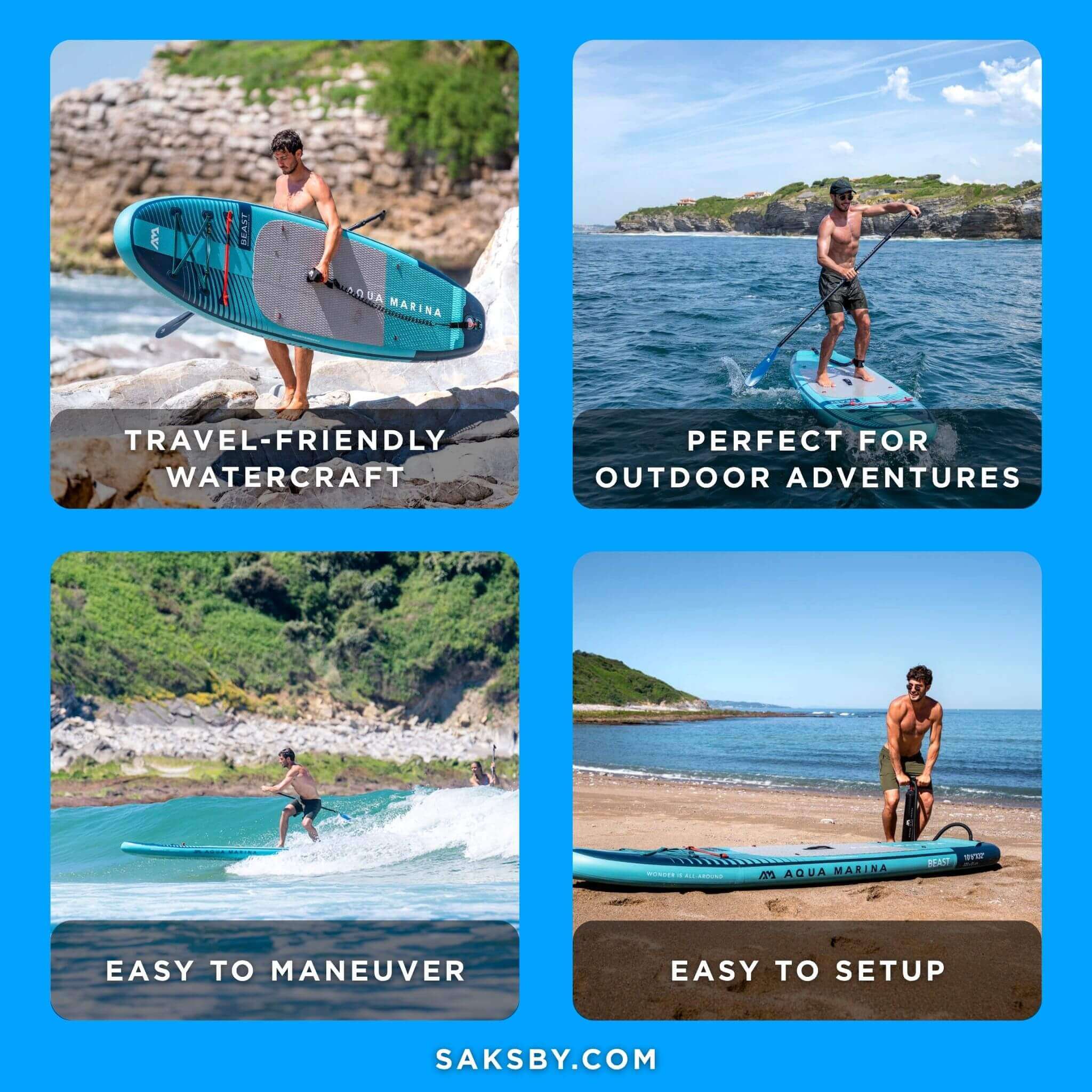 Aqua Marina Beast 10FT Advanced All-Around Inflatable SUP With Carbon Hybrid Paddle [BT-23BEP] (SAK89512) – SAKSBY WHOLESALE,