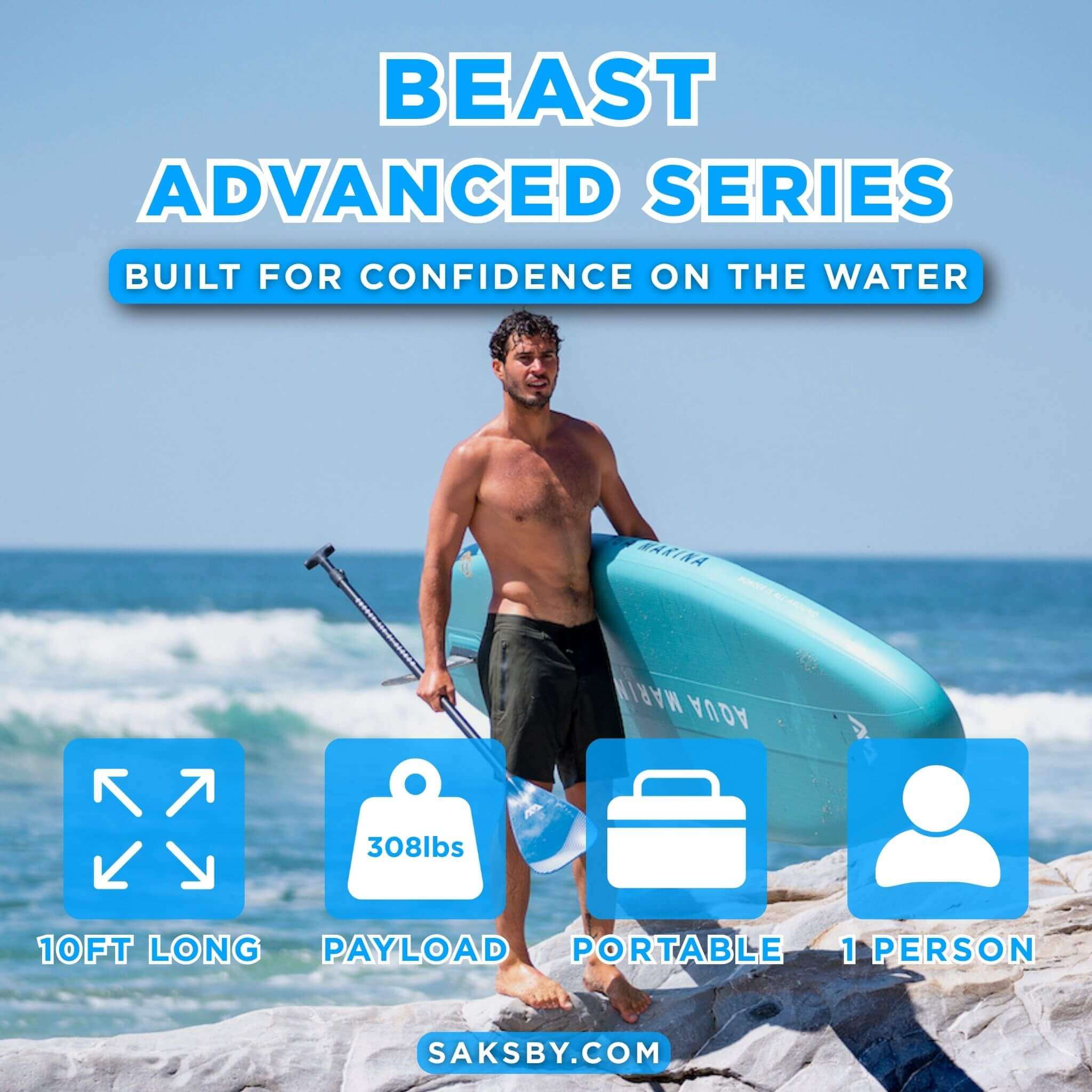 Aqua Marina Beast 10FT Advanced All-Around Inflatable SUP With Carbon Hybrid Paddle [BT-23BEP] (SAK89512) – SAKSBY WHOLESALE,