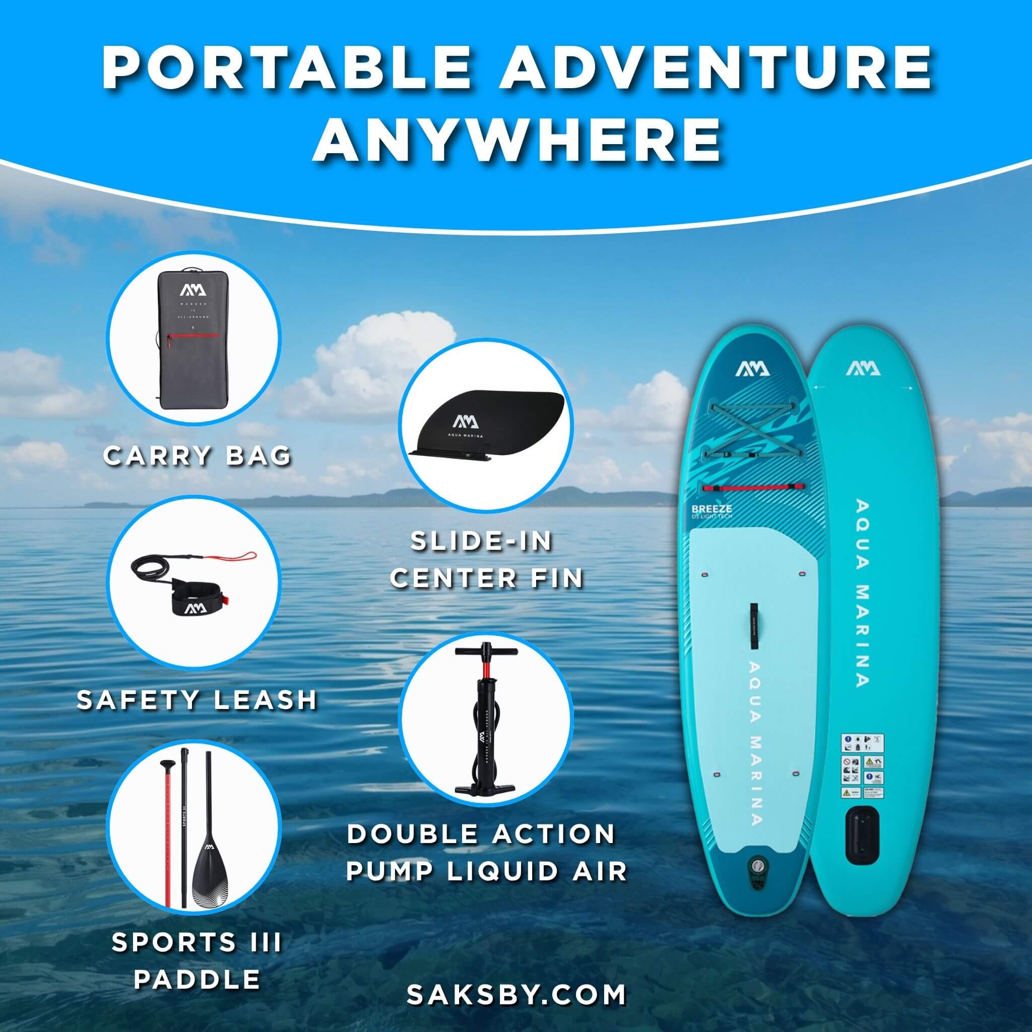 Aqua Marina Breeze 9FT Green Compact Inflatable SUP With Drop Stitch Light Technology [BT-23BRP] (SAK68745) – SAKSBY WHOLESAL