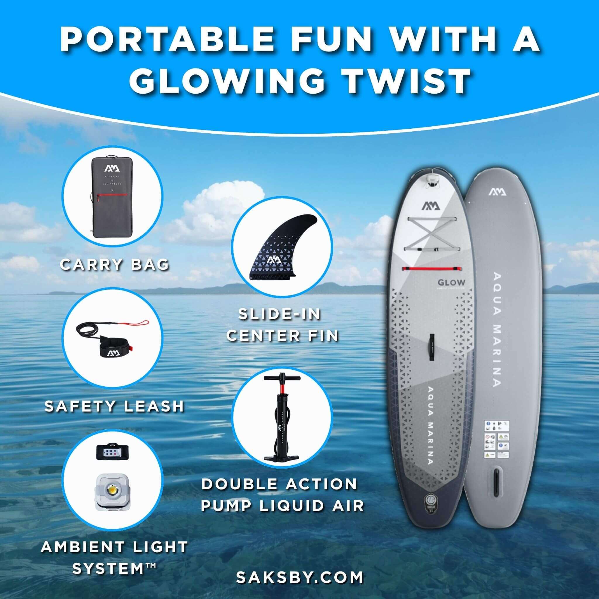 Aqua Marina Glow 10FT All-Around ISUP With Ambient Light System And Safety Leash [BT-24GL] (SAK48269) – SAKSBY WHOLESALE, vie