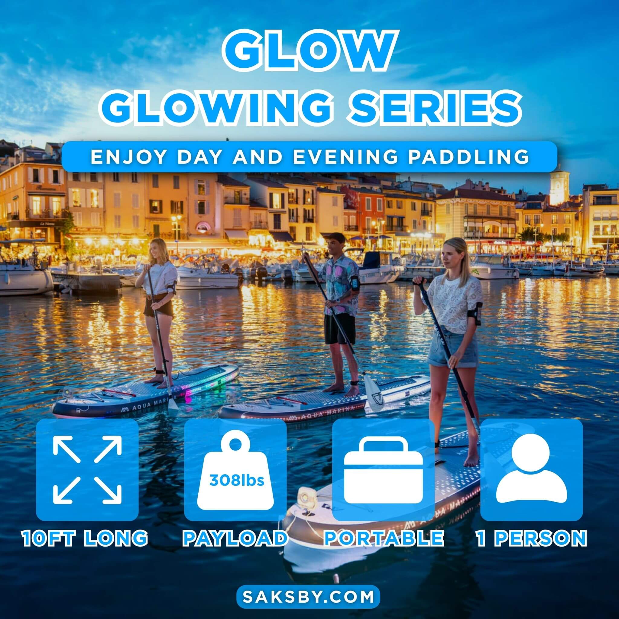 Aqua Marina Glow 10FT All-Around ISUP With Ambient Light System And Safety Leash [BT-24GL] (SAK48269) – SAKSBY WHOLESALE, vie