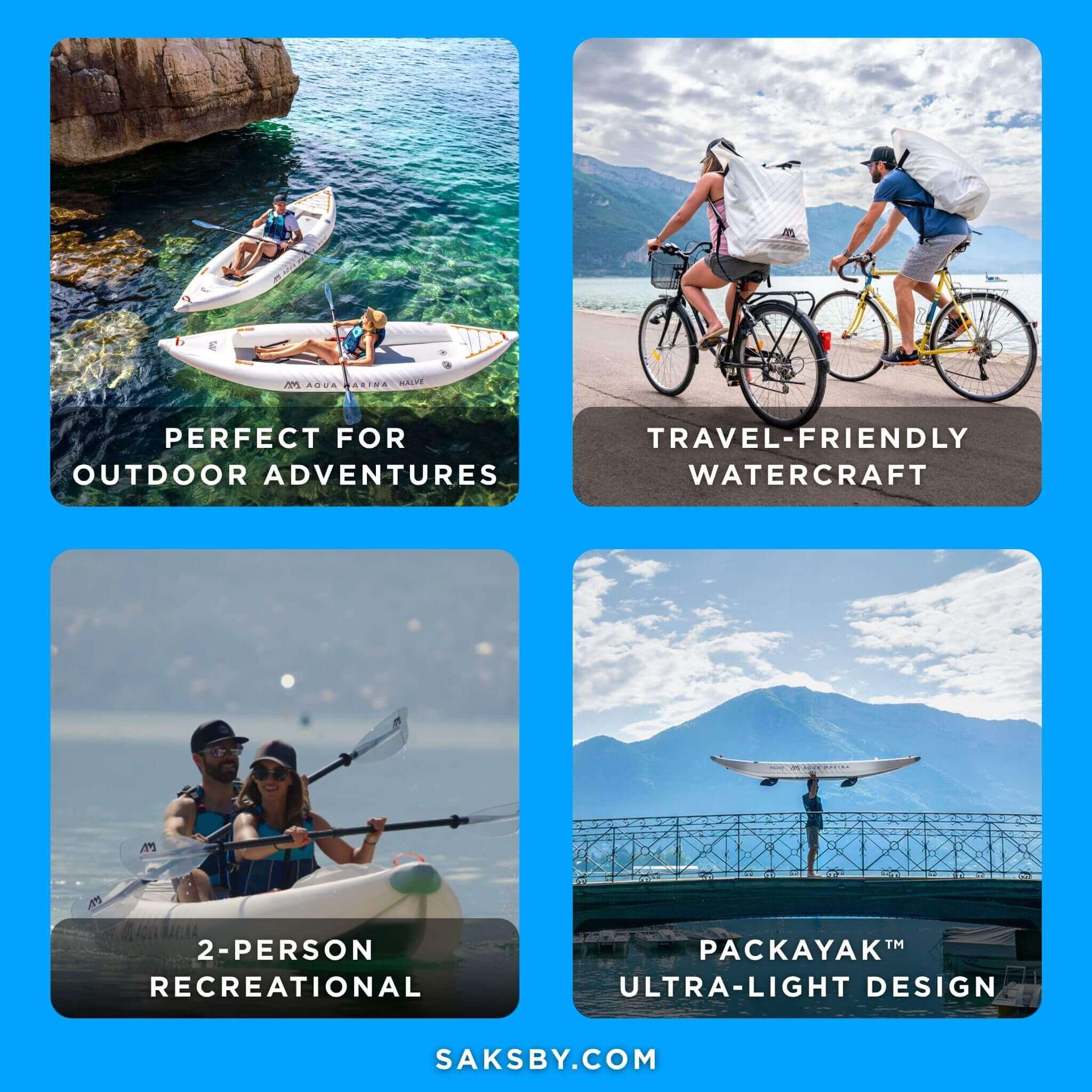 Aqua Marina Halve Ultra-Light Packayak™ 2-Person Kayak With DWF Deck [Paddle Excluded] [HA-398] (SAK41876) – SAKSBY WHOLESALE