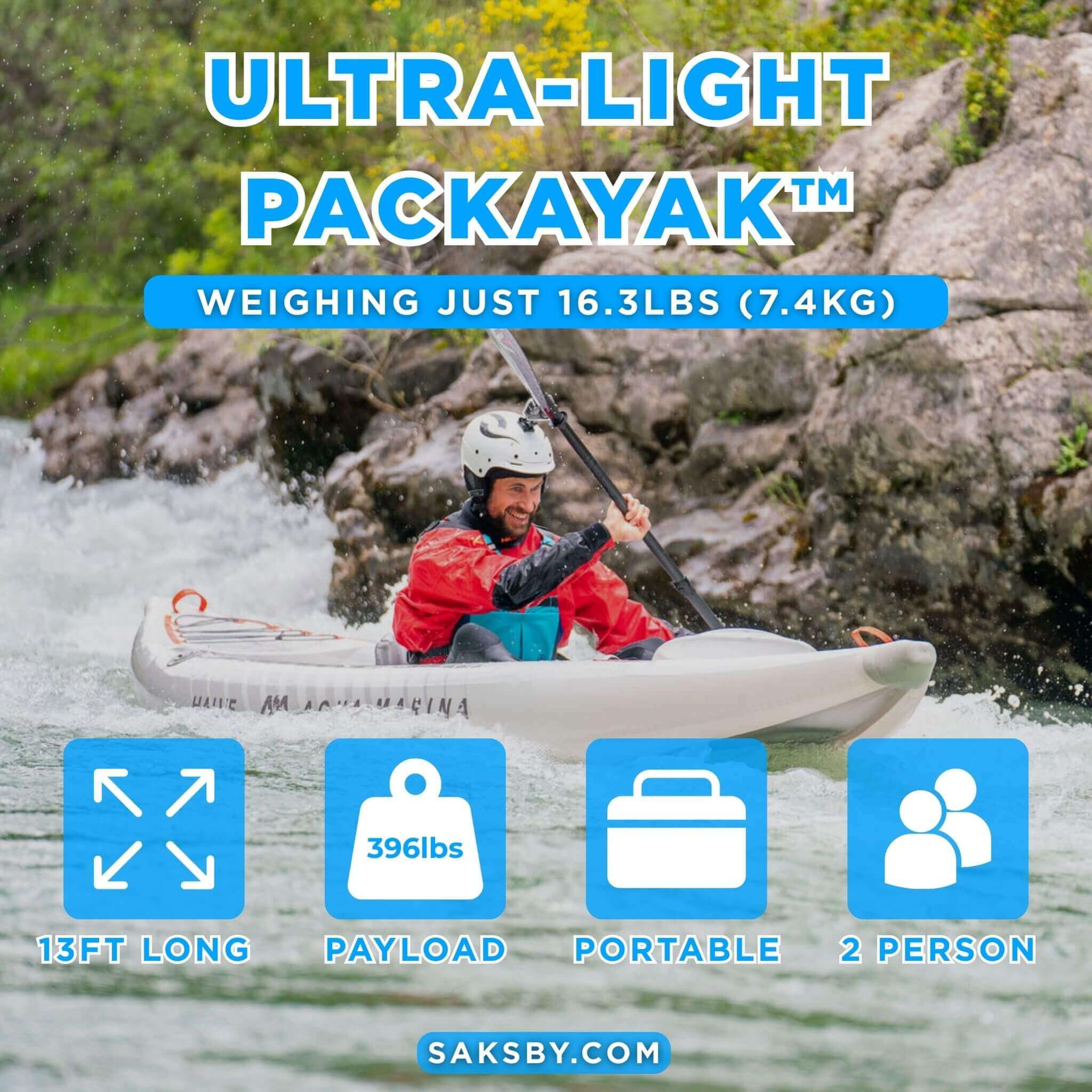 Aqua Marina Halve Ultra-Light Packayak™ 2-Person Kayak With DWF Deck [Paddle Excluded] [HA-398] (SAK41876) – SAKSBY WHOLESALE