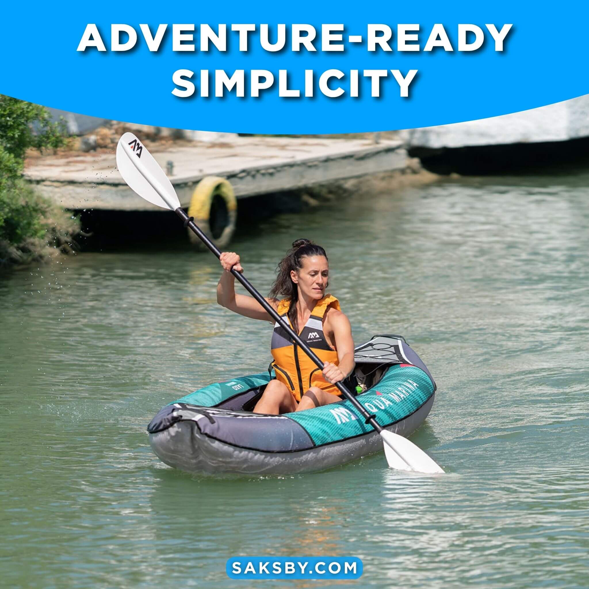 Aqua Marina Laxo 320 2-Person 10FT Recreational Kayak With High-Back Seat And Adjustable Cargo Bungee [LA-320] (SAK01396) – S