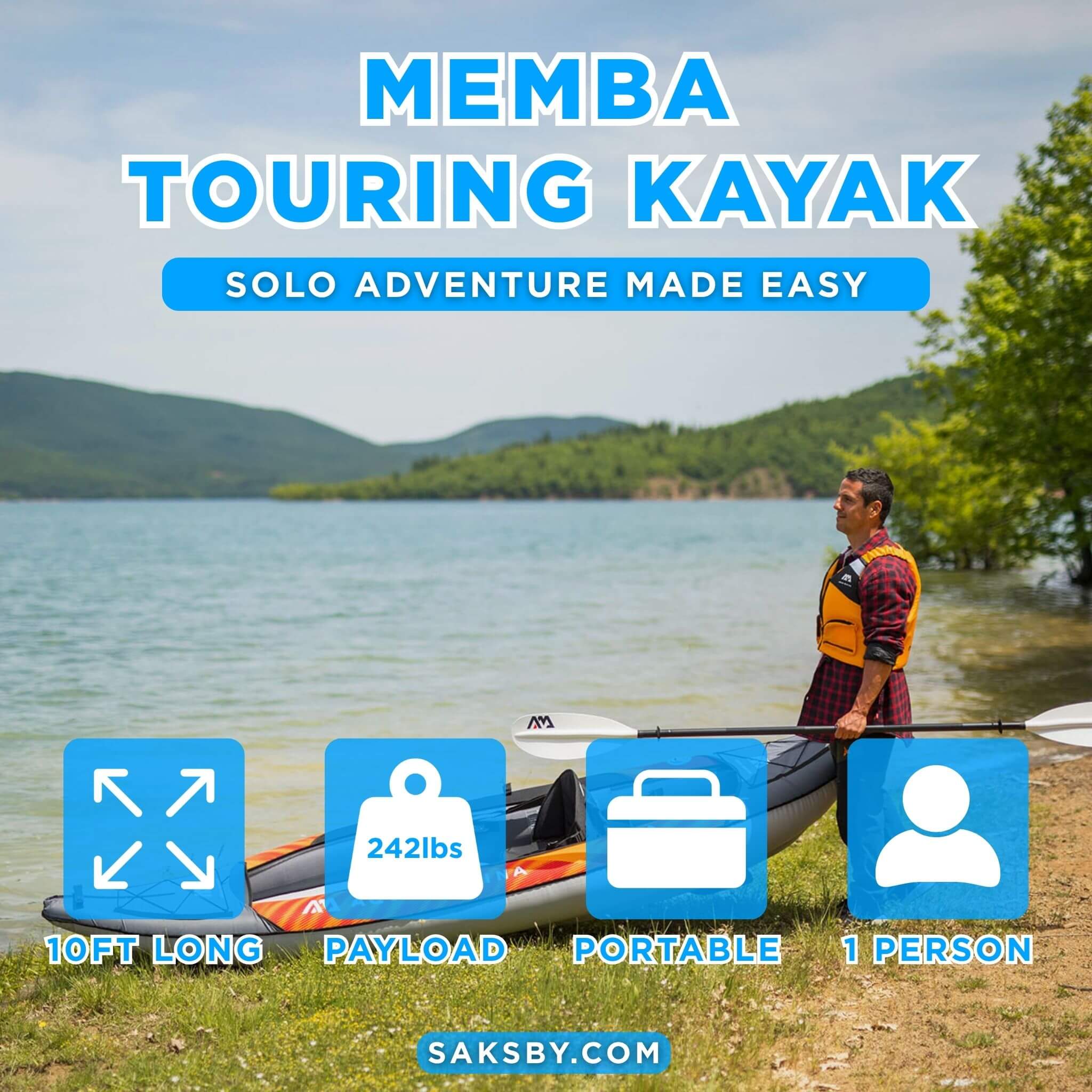 Aqua Marina Memba 330 10FT 1-Person Ultra Stiff Touring Kayak With Double Wall Fabric Floor [ME-330] (SAK56789) – SAKSBY WHOL