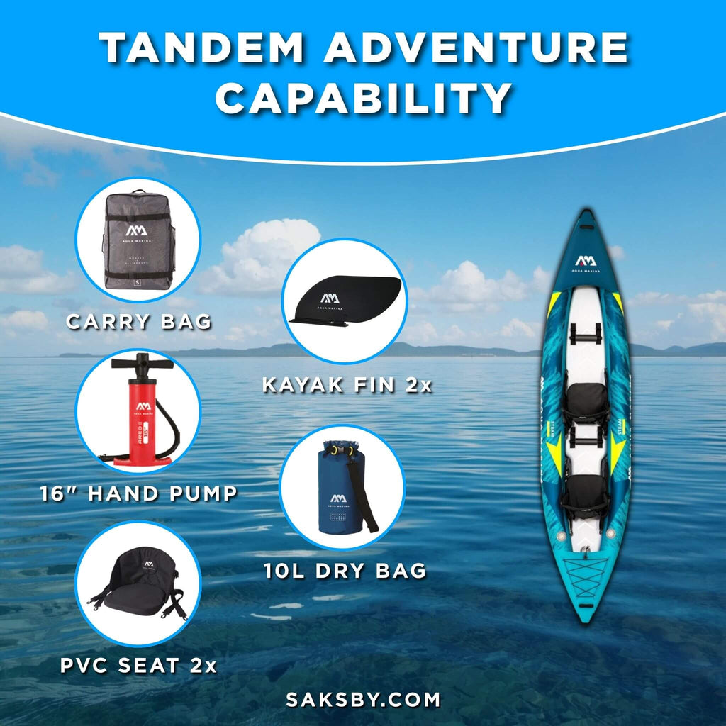 Aqua Marina Steam 412 14FT 2-Person Premium Kayak With DWF Deck [Paddle Excluded] [ST-412] (SAK57946) – SAKSBY WHOLESALE, vie