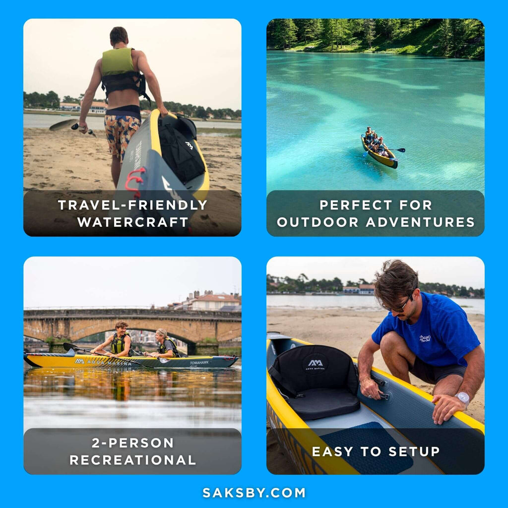 Aqua Marina Tomahawk AIR-K 440 14FT 2-Person High-Pressure Speed Inflatable Kayak [Paddle Excluded] [AIR-K440] (SAK31482) – S