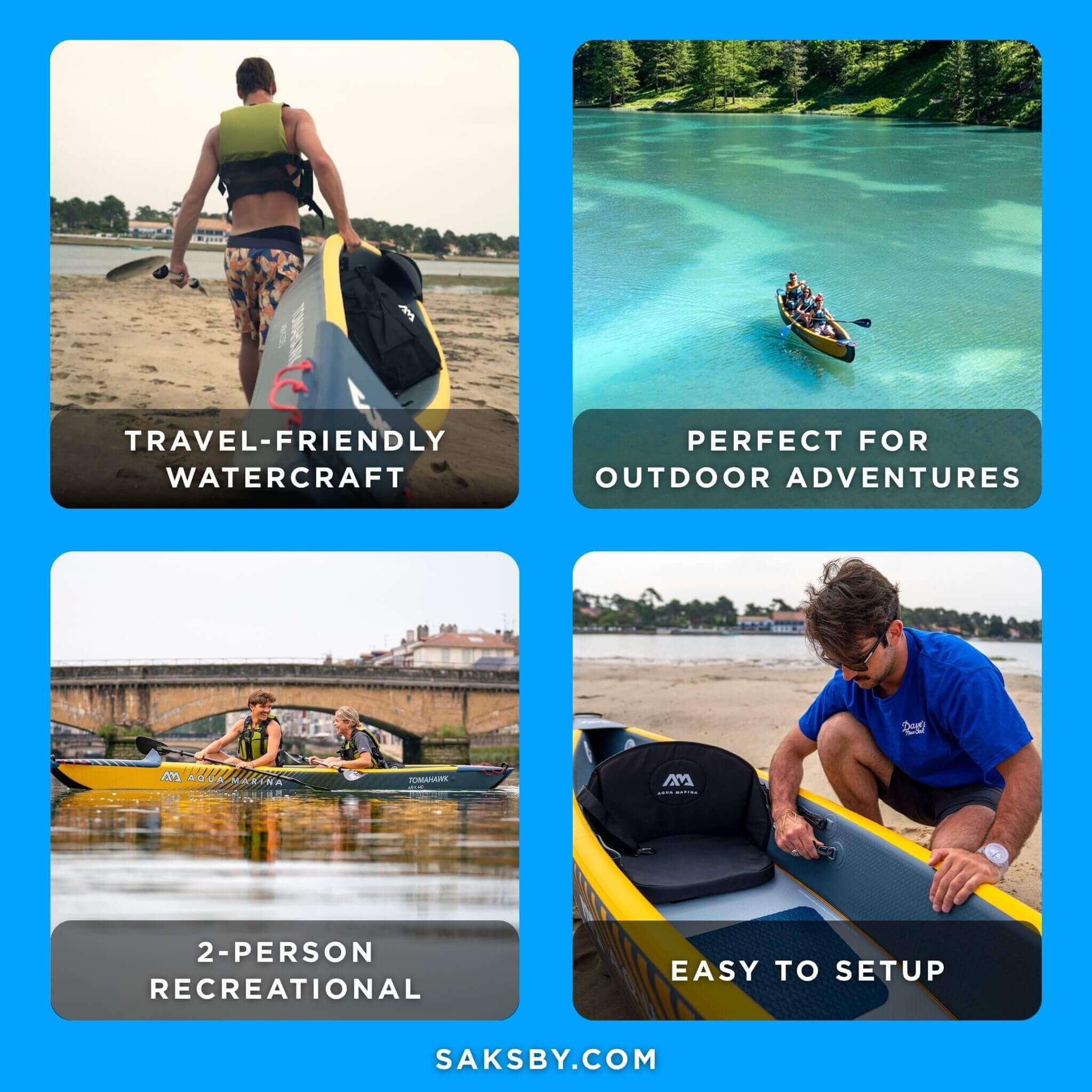 Aqua Marina Tomahawk AIR-K 440 14FT 2-Person High-Pressure Speed Inflatable Kayak [Paddle Excluded] [AIR-K440] (SAK31482) – S