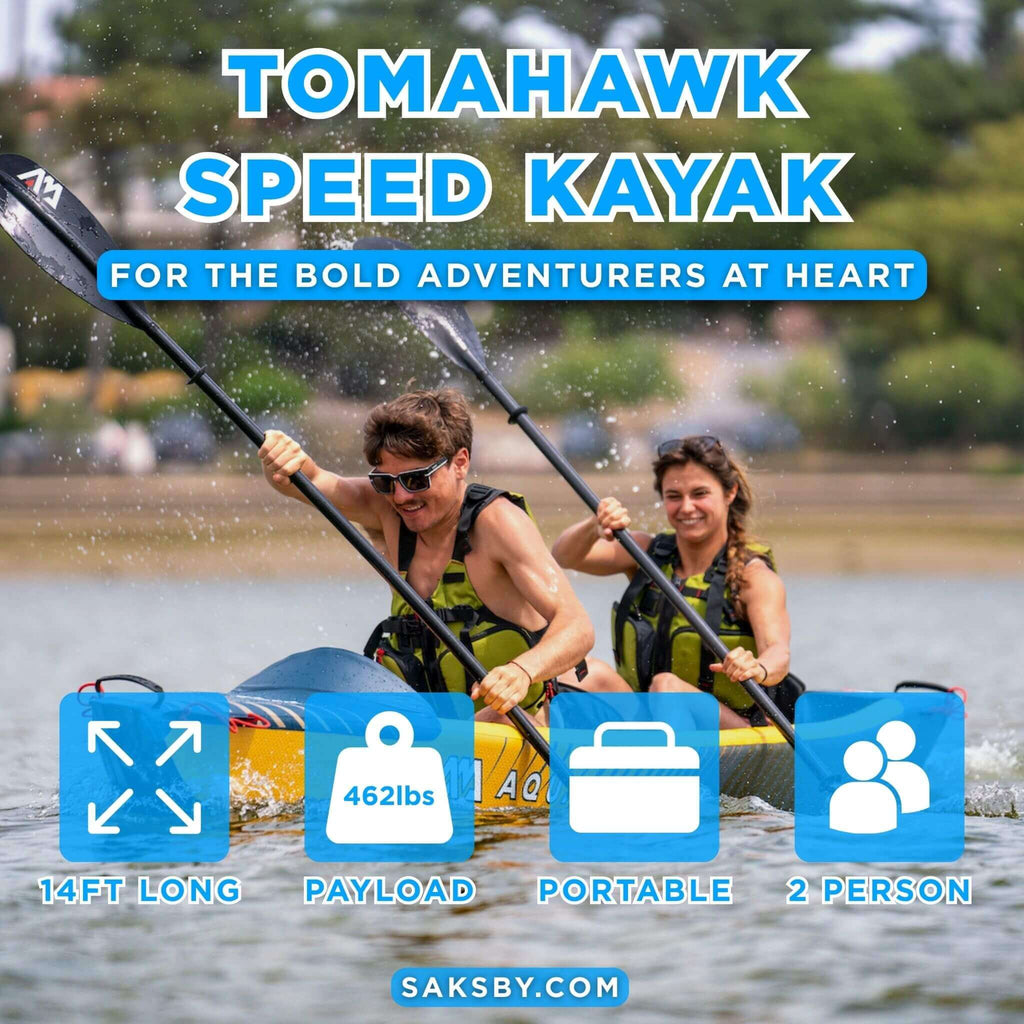 Aqua Marina Tomahawk AIR-K 440 14FT 2-Person High-Pressure Speed Inflatable Kayak [Paddle Excluded] [AIR-K440] (SAK31482) – S