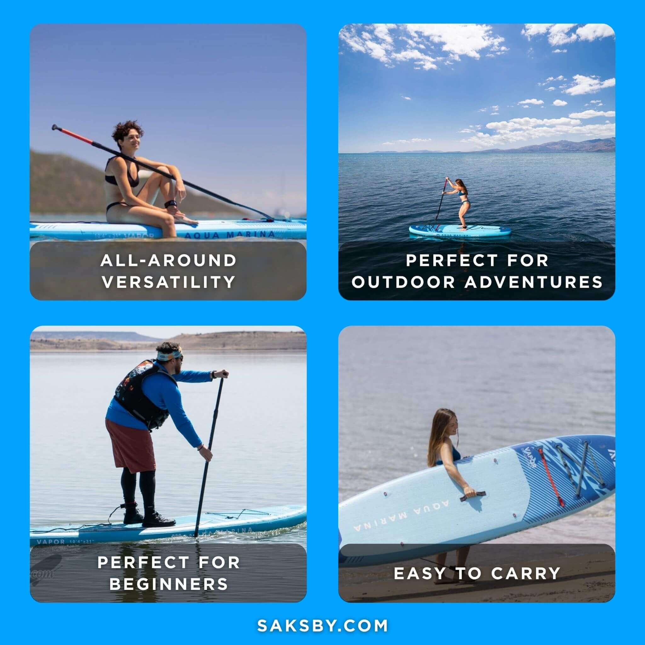 Aqua Marina Vapor 10FT All-Around SUP W/ Sand Ripple Grooved EVA Footpad [BT-23VAP] (SAK60532) – SAKSBY WHOLESALE, view 5