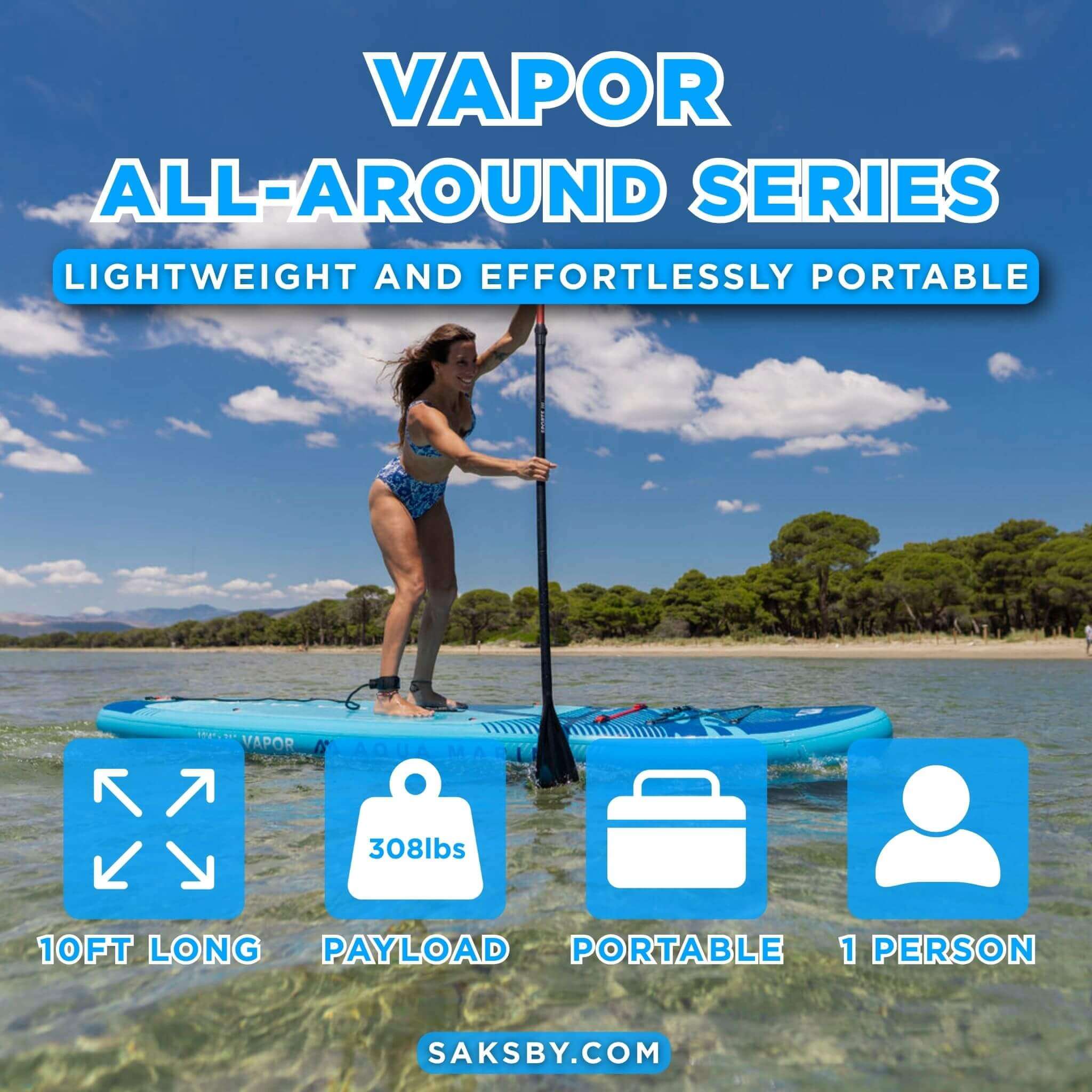 Aqua Marina Vapor 10FT All-Around SUP W/ Sand Ripple Grooved EVA Footpad [BT-23VAP] (SAK60532) – SAKSBY WHOLESALE, view 4