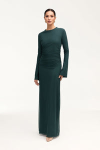 Arianna Rouched Mesh Maxi Dress - Enchanted Forest Clothing Veiled 