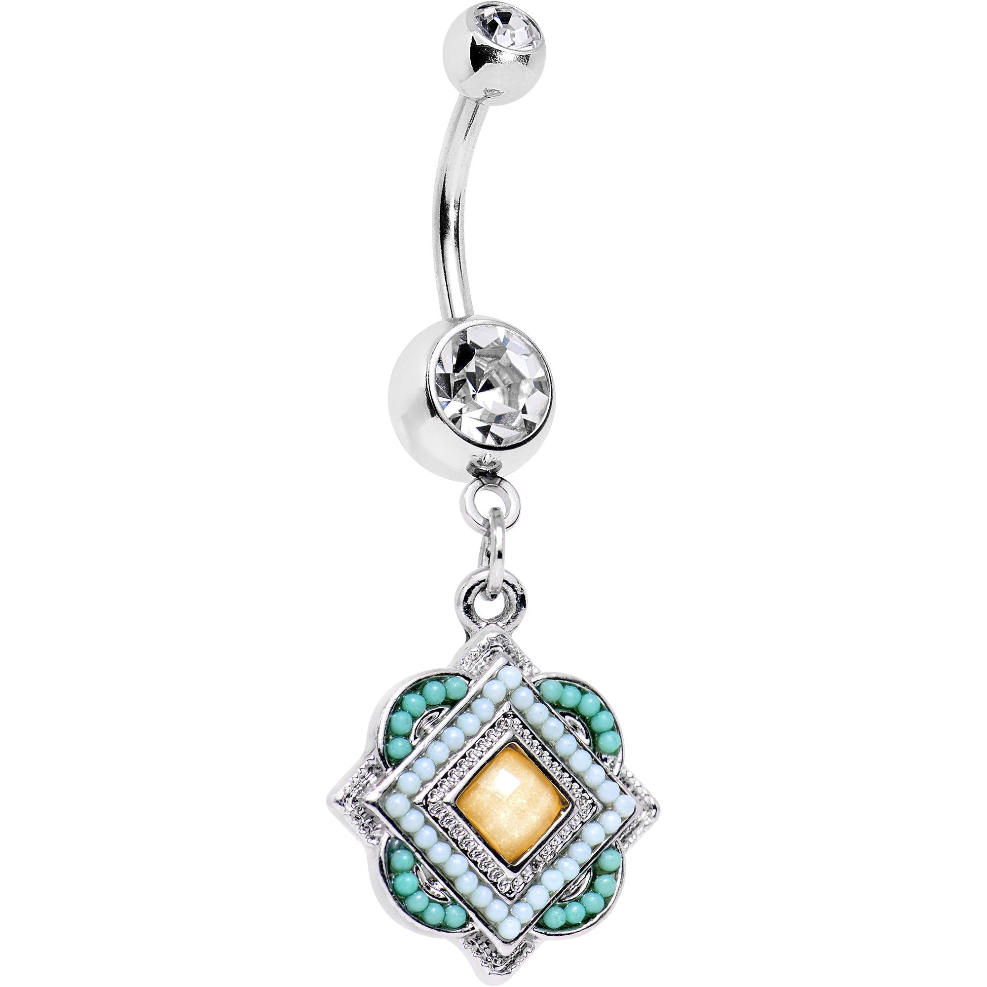 BodyCandy Clear Yellow Gem Easter Sunday Dangle Belly Ring — main product shot