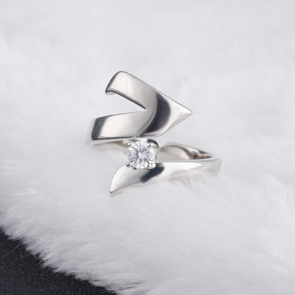 Mariam's Collection Artisan Asymmetric Diamond Ring Edgy Glamour for Standout Moments (MAC282) — Mariam's Collection branding close-up