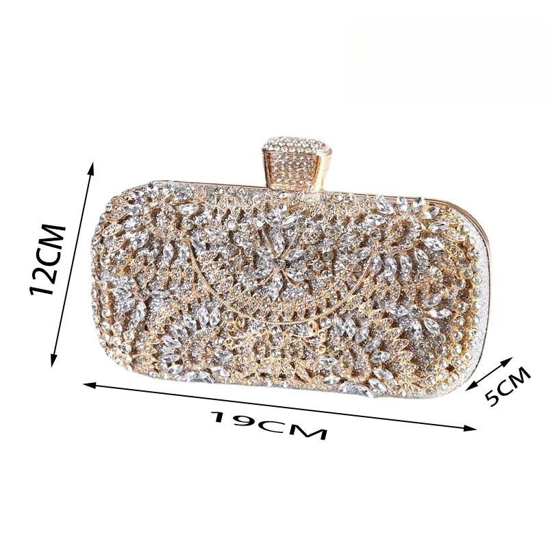 Mariam's Collection Artisan Crystal-Flower Evening Clutch Luxury Glitter Handbag for Couture &… — lifestyle worn / used context