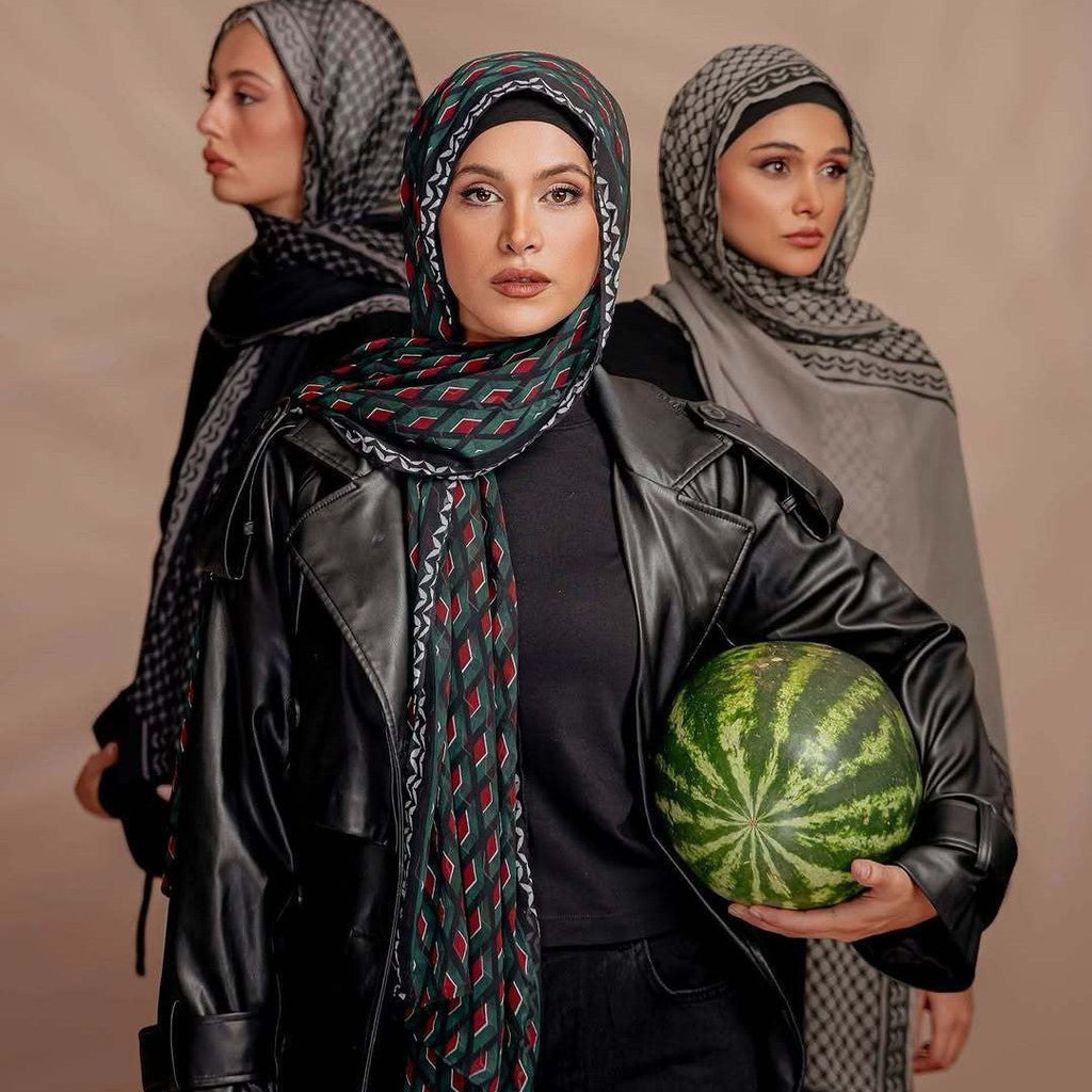 Mariam's Collection Mariam's Collection Artisan-Dyed Printed Versatile Hijab‌ (MH169) — Mariam's Collection branding close-up