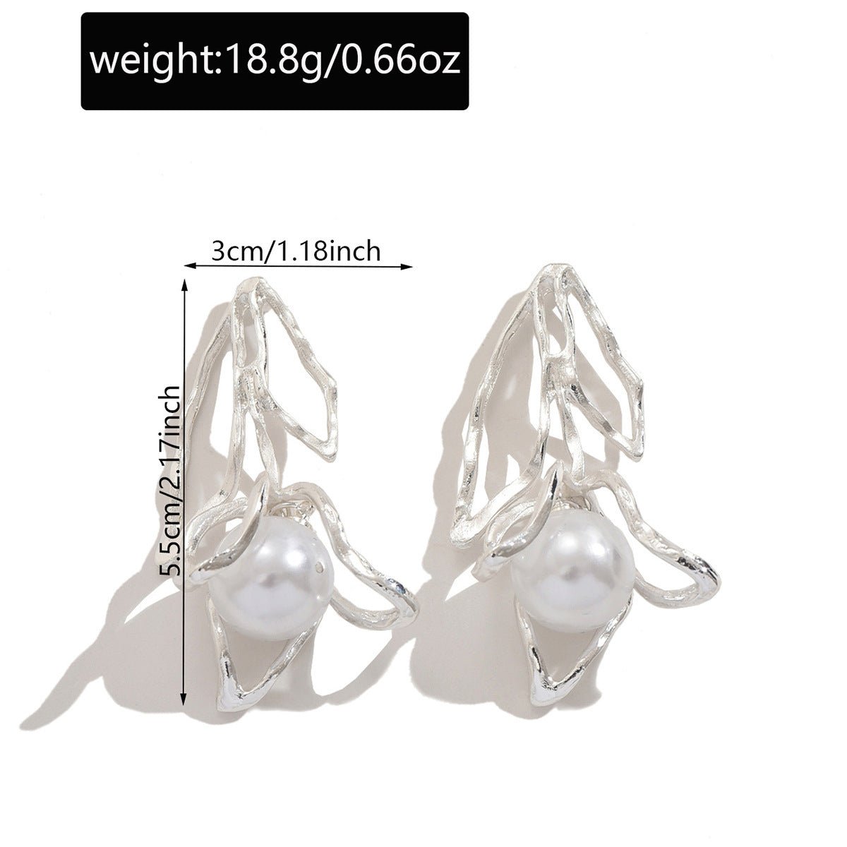 Mariam's Collection Artistic Asymmetric Pearl Drop Earrings (MAC325) — detail shot 9