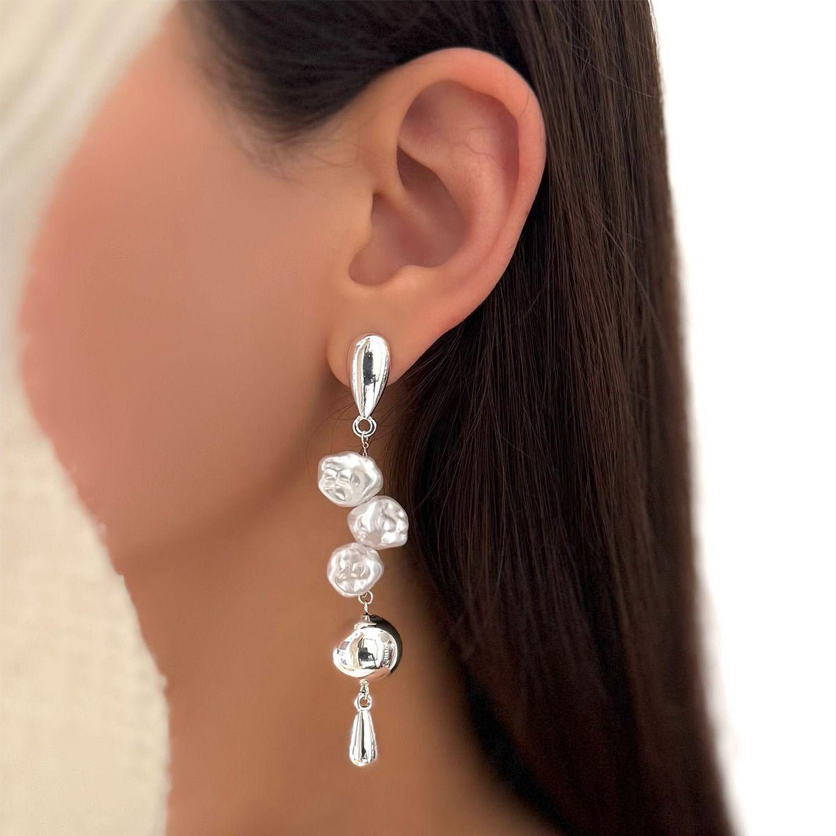 Mariam's Collection Artistic Asymmetric Pearl Drop Earrings (MAC325) — main product shot