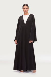 Arwa Flare Sleeve Open Abaya - Black Abayas Veiled 