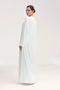 Asalah Wrap Waist Maxi Dress & Abaya Set - White Clothing Veiled 