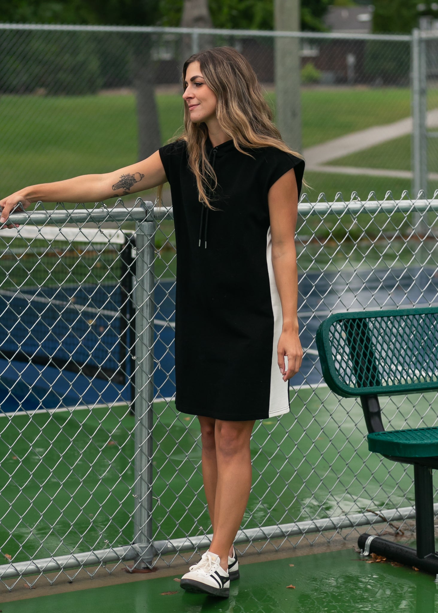 Inherit Co. Asher Hooded Sweatshirt Dress — in-use photo