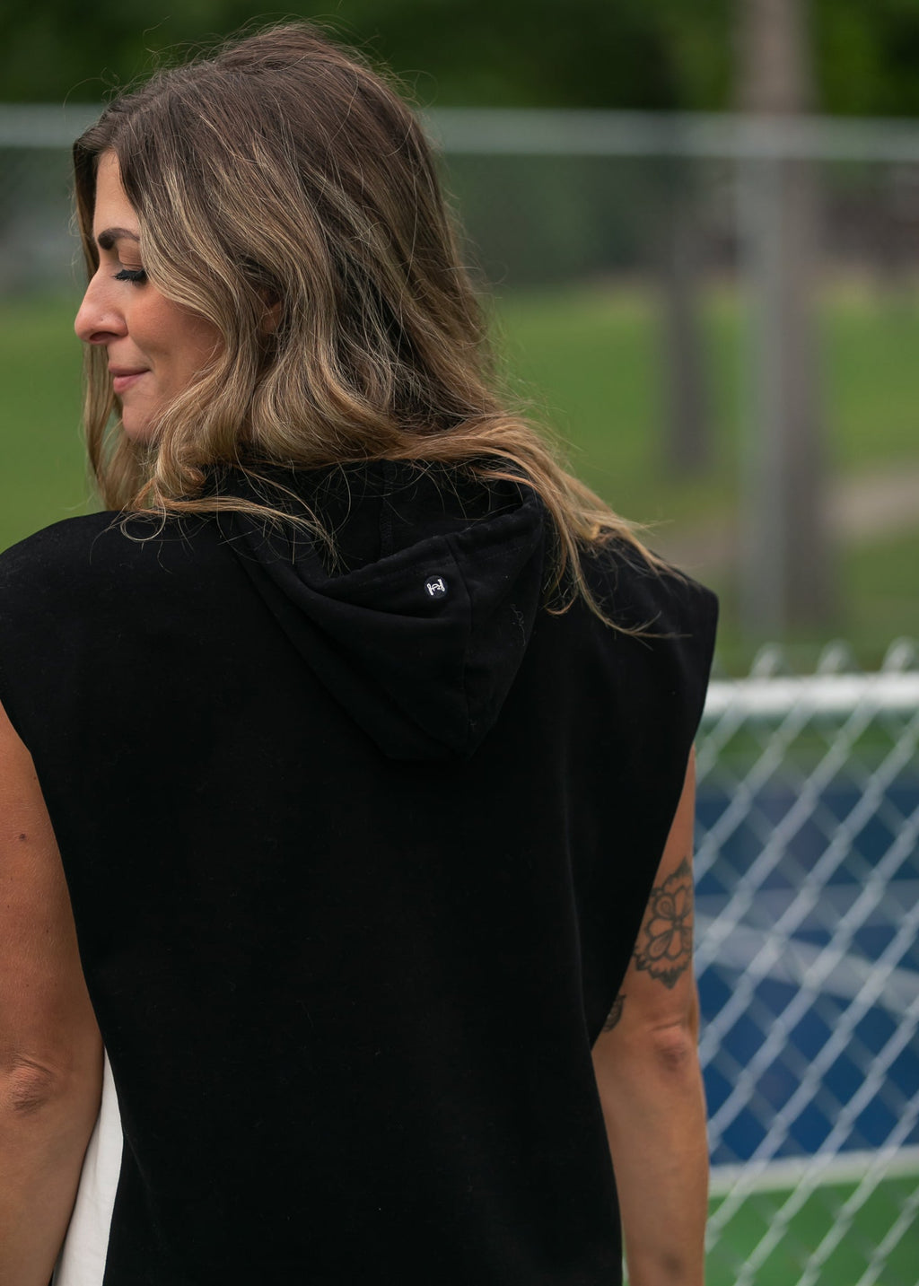 Inherit Co. Asher Hooded Sweatshirt Dress — flat-lay composition