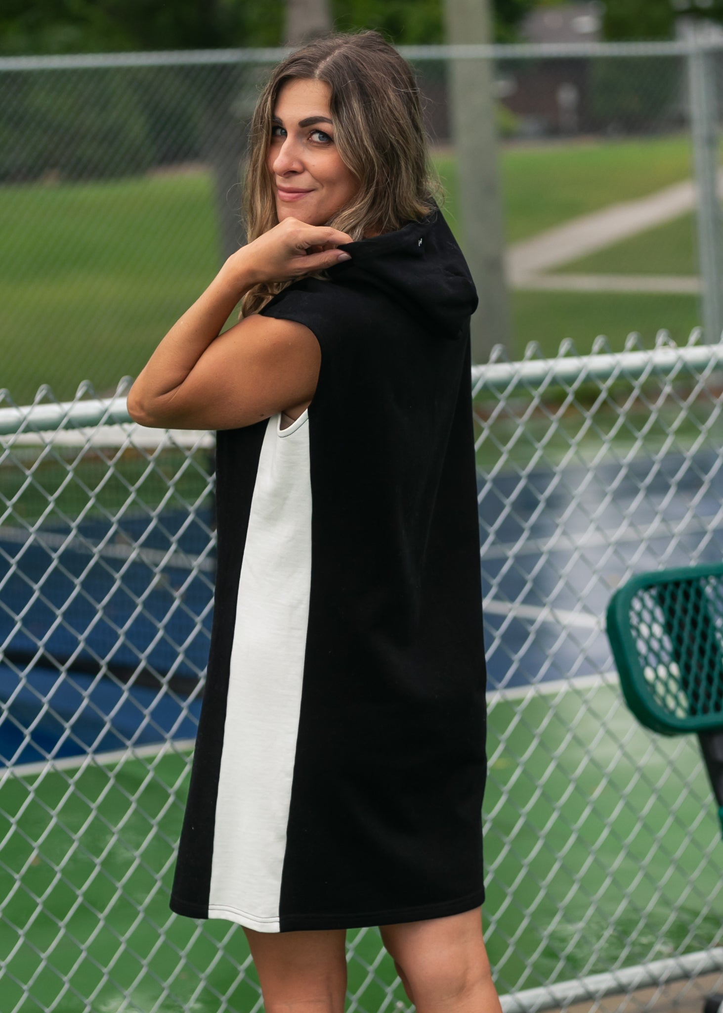 Inherit Co. Asher Hooded Sweatshirt Dress — product on model