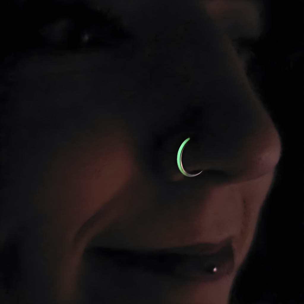 BodyCandy 20G Implant Grade Titanium  Glow in the Dark Hinged Segment Nose Hoop — lifestyle context