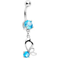 BodyCandy Aqua CZ Gem Surreal Butterfly Dangle Belly Ring — main product shot