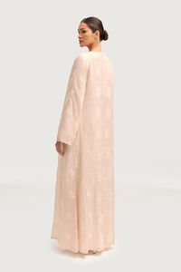 Assiya Embroidered Open Abaya - Pink Abayas Veiled 