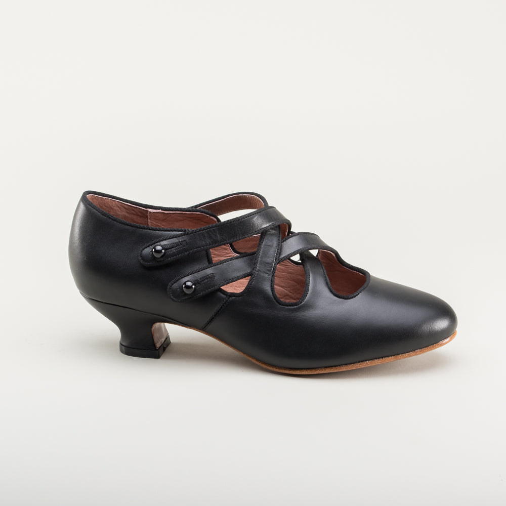 American Duchess Astoria Edwardian Leather Shoes (Black) — branding close-up