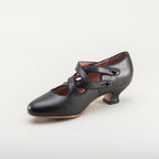American Duchess Astoria Edwardian Leather Shoes (Black) — texture detail