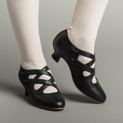 Astoria Edwardian Leather Shoes (Black) — historical footwear by American Duchess