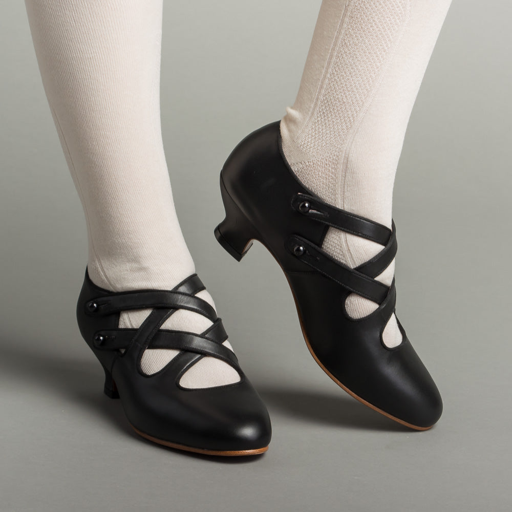 American Duchess Astoria Edwardian Leather Shoes (Black) — detail and construction