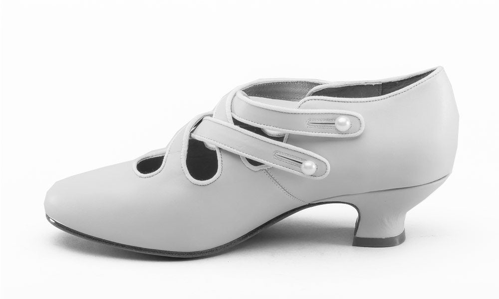 American Duchess Astoria Edwardian Leather Shoes (Soft Ivory) — texture detail