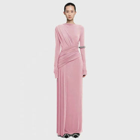 Asymmetric Draped Evening Gown(MS220)