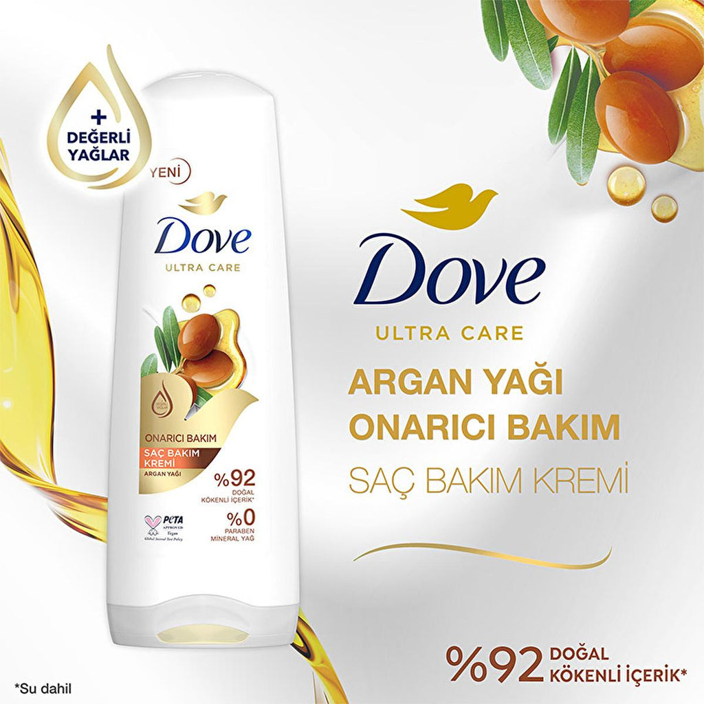 Dove Ultra Care Argan Oil Hair Conditioner - Deeply Nourishing & Repairing for Damaged, Dry Hair - Natural, Vegan & Cruelty-Free