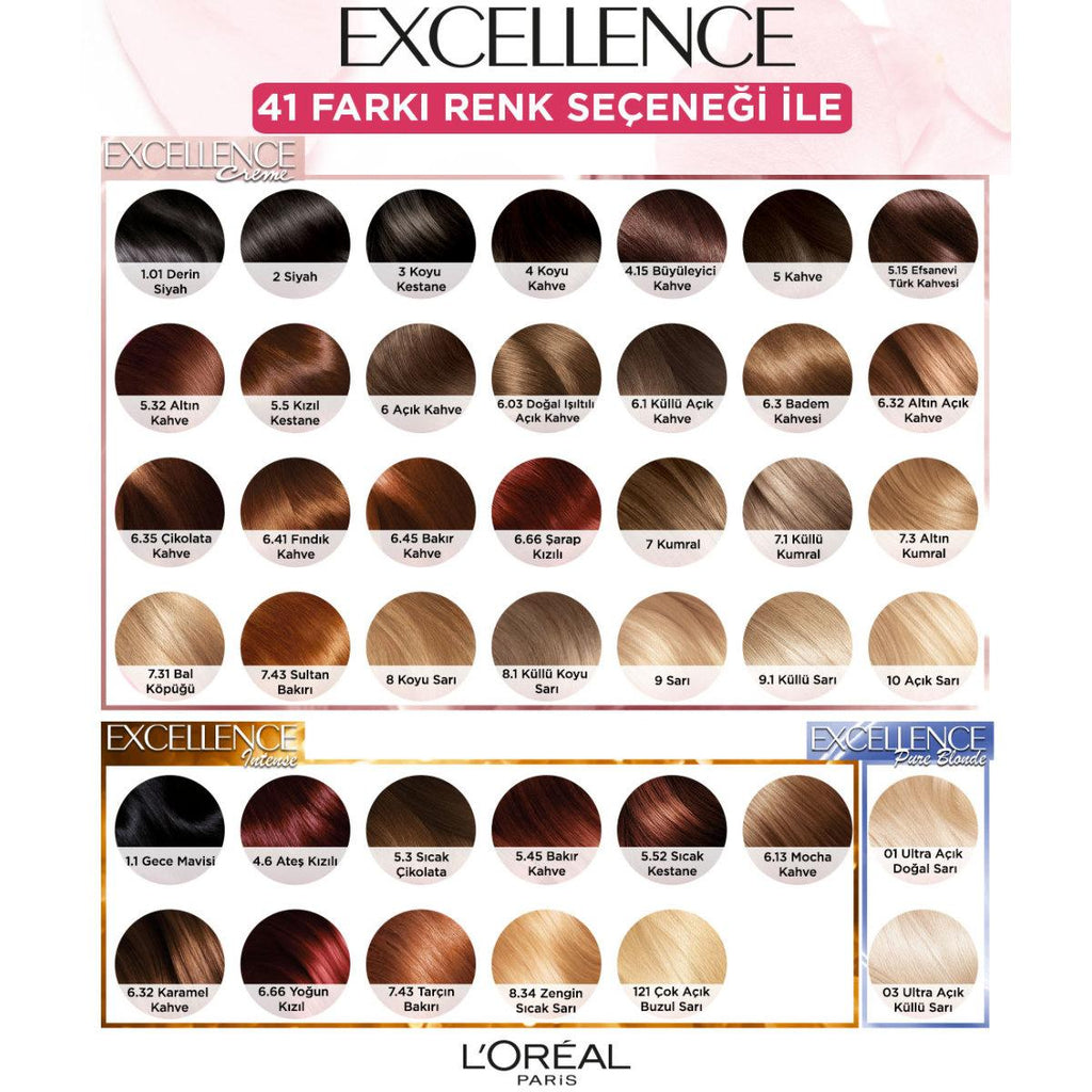 Loreal Paris Excellence Creme Hair Dye - 7.1 Küllü Kumral - Nourishing Permanent Hair Color for At-Home Use