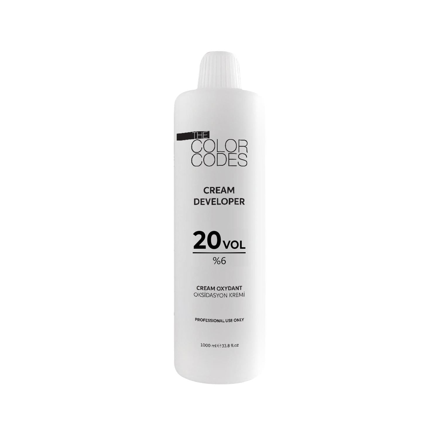 The Color Codes Cream Developer 20 Vol. %6 Oksidan 1000 ml - Professional Hair Coloring & Bleaching Solution
