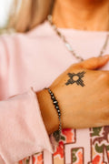 Wild Junkie Authentic Graduated Silver Pearls Chain Bracelet — main product shot