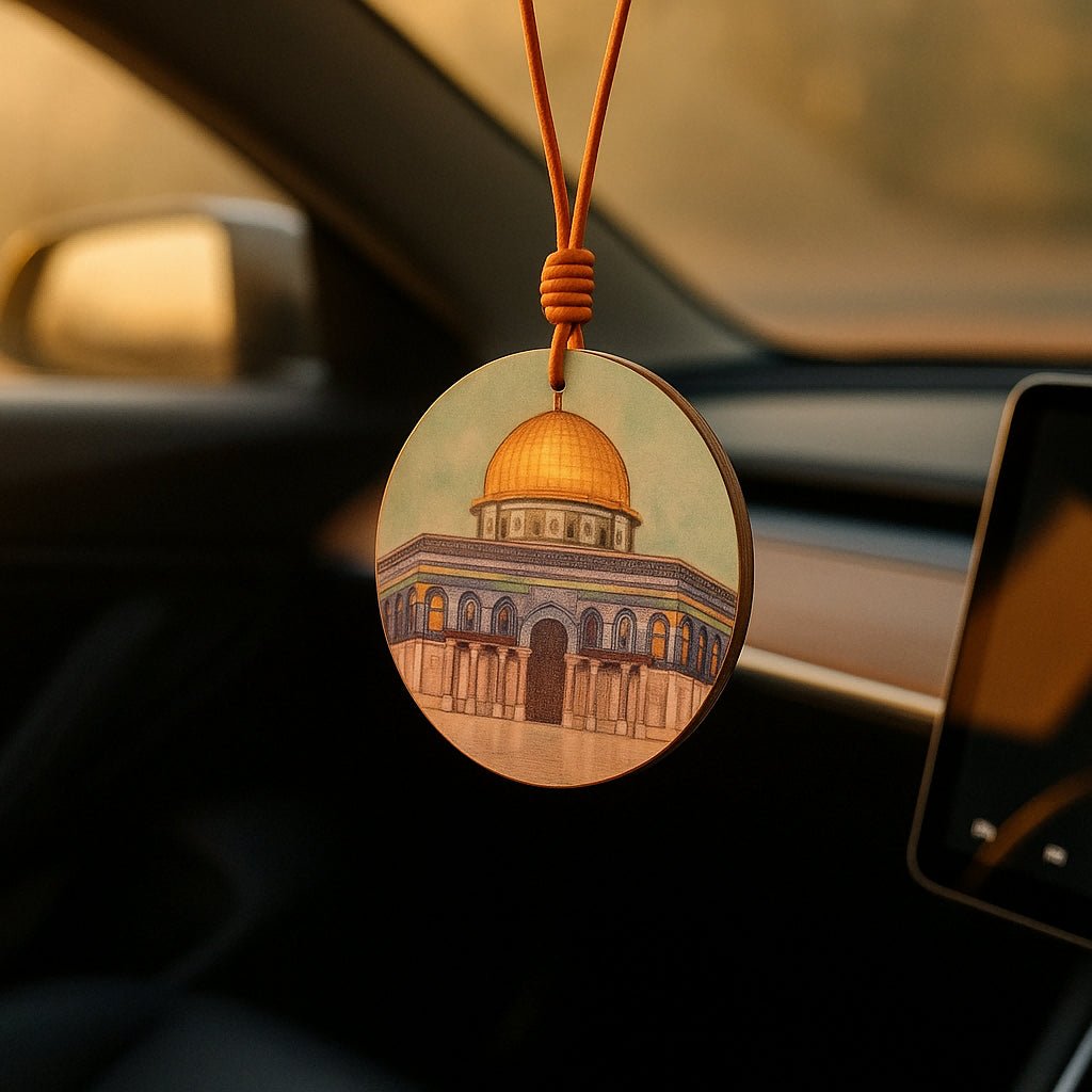 Mariam's Collection Handcrafted Islamic Car Mirror Hanger | Premium Leather Islamic Car Ornament… — main product shot