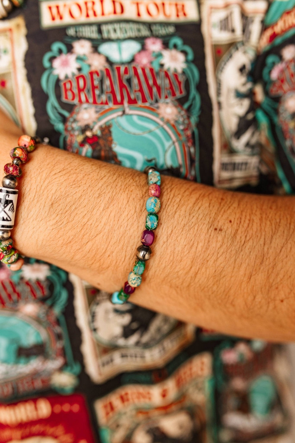 Wild Junkie Sterling Silver Jasper Turquoise Bracelet — side view