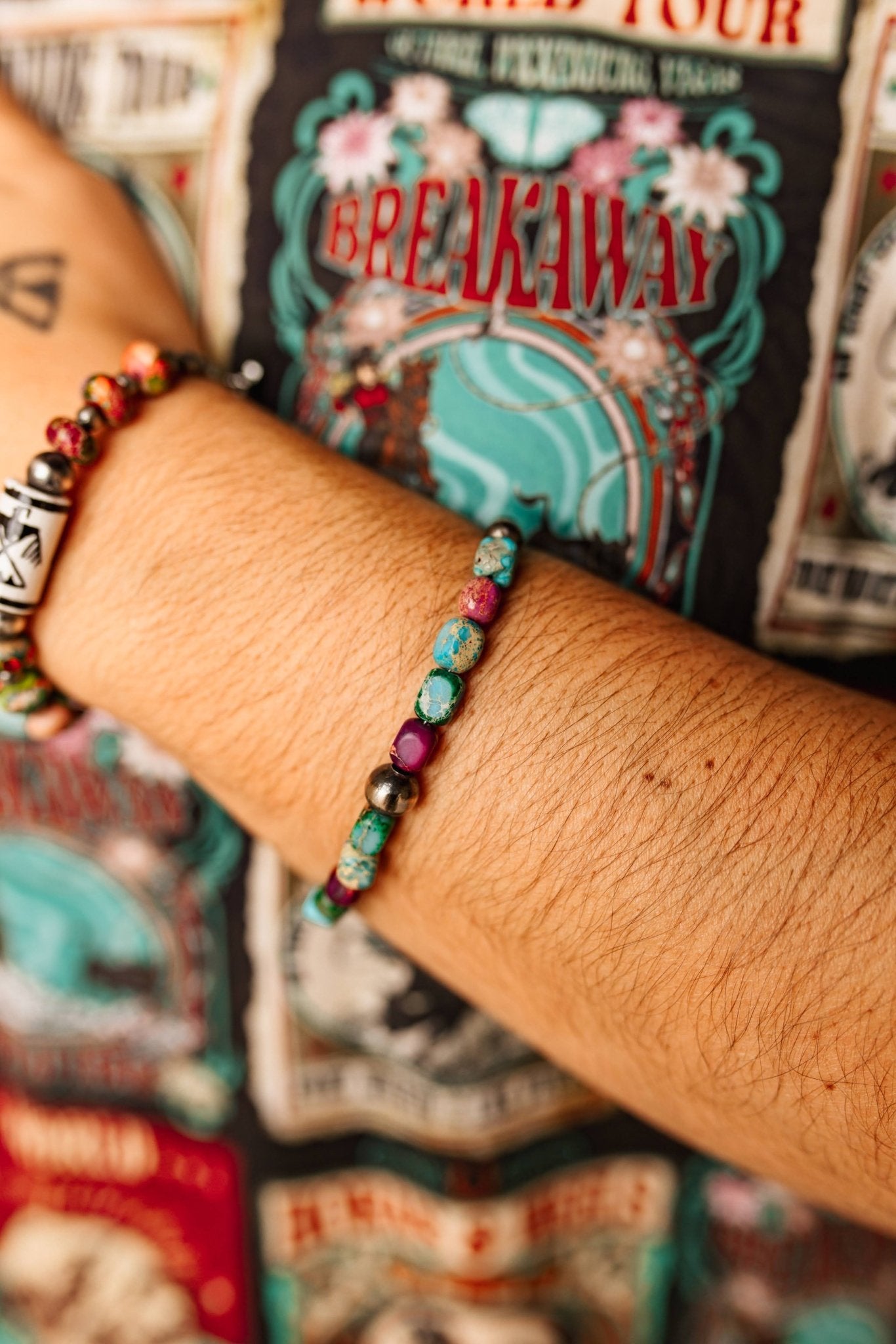 Wild Junkie Sterling Silver Jasper Turquoise Bracelet — lifestyle context