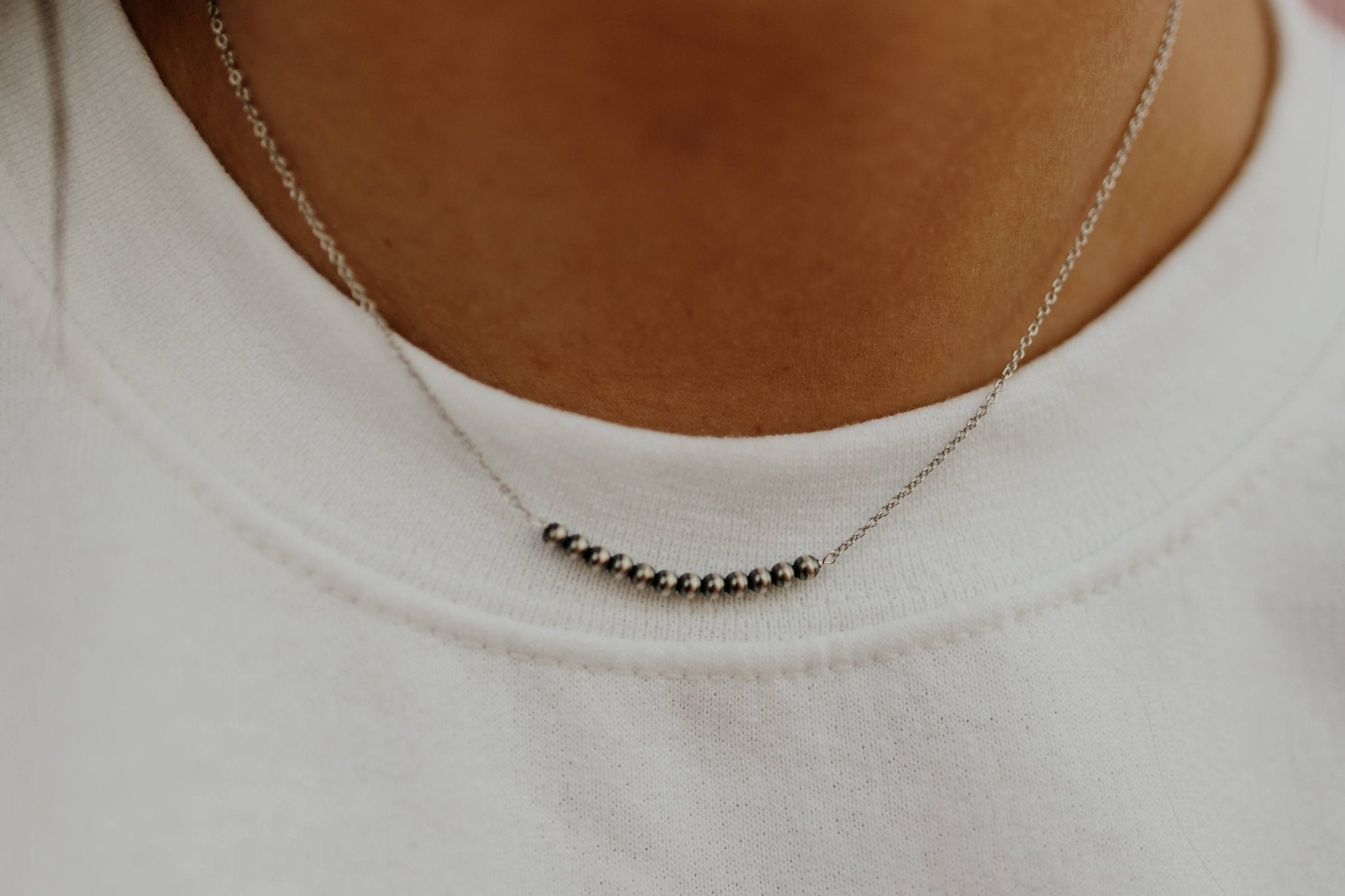 Wild Junkie Authentic Silver Pearl Bar Necklace — main product shot