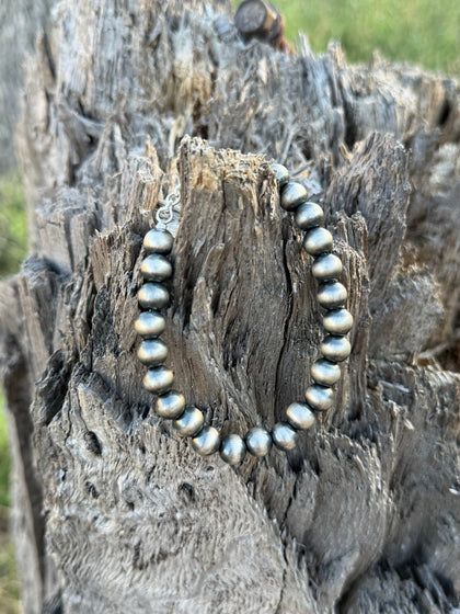 8mm Silver Beads Bracelet